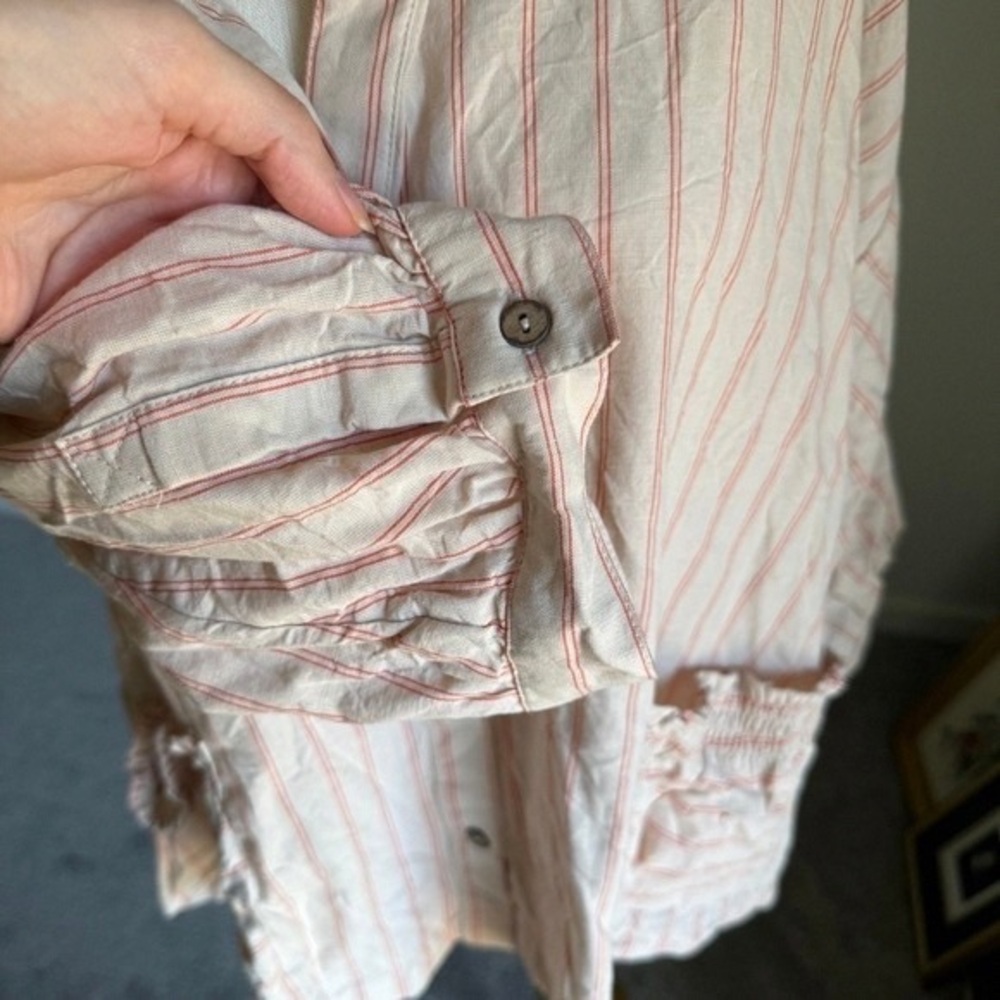 Light Pink Striped Button-Up Jacket - image 3